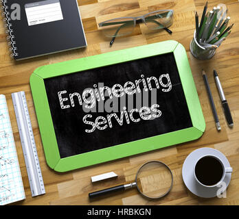 Small Chalkboard with Engineering Services. 3D. Stock Photo