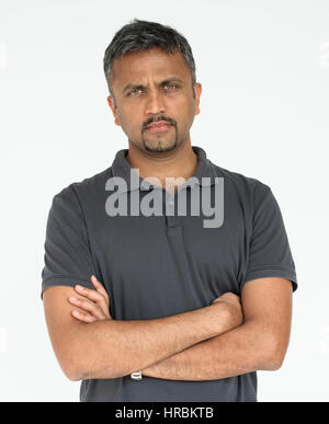 portrait of Indian guy with arms crossed isolated on white Stock Photo ...