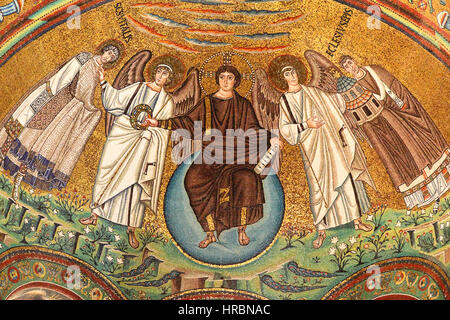 Ancient mosaics (VI century) in the Basilica of San Vitale in Ravenna, Italy Stock Photo