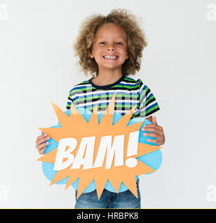Kid Childhood People Race Emotional Studio Shoot Stock Photo