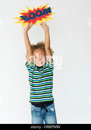 Kid Childhood People Race Emotional Studio Shoot Stock Photo