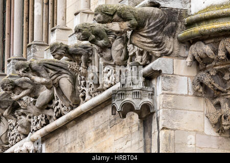 Fanciful gargoyles on the facade of Notre Dame Church, Dijon, Burgundy, France Stock Photo