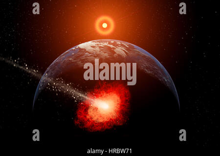 A Comet Hitting A Planet Stock Photo