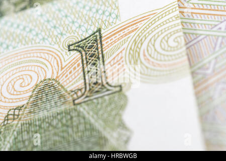 Macro photo detail of Chinese 1 Yuan banknote. Metaphor for Chinese economy, spending power and consumerism, falling yuan. Stock Photo