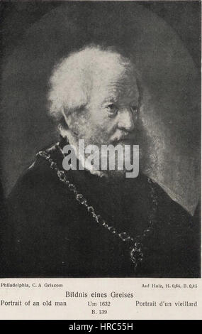 Rembrandt Study of an Old Man with a Gold Chain - GK 233 Stock Photo ...