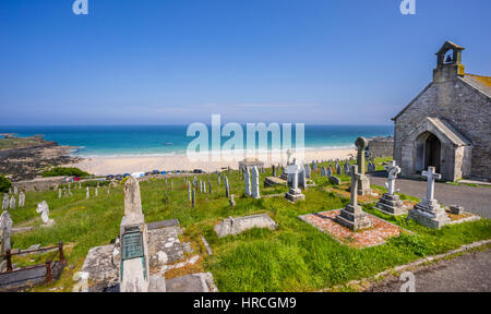 United Kingdom, Cornwall, St Ives, Barnoon Cemetary and Chapel Stock Photo