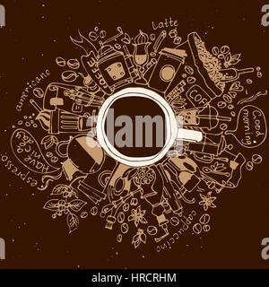 Morning coffee break doodle concept Stock Vector