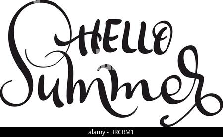 Hello Summer text isolated on white background. calligraphy and lettering Stock Vector