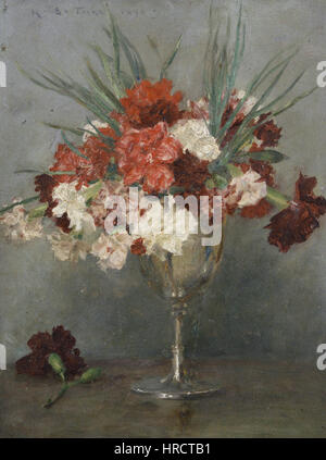 Carnations - a study, an 1890 oil on panel painting by Henry Scott Tuke, an English artist. Stock Photo