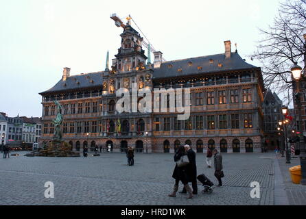 Monumental 16th century renaissance City Hall (Stadhuis van Antwerpen), Antwerp, Belgium Stock Photo