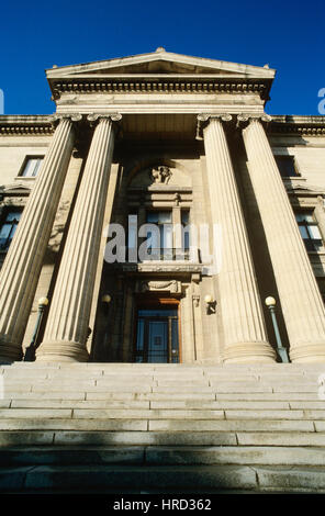 Entrance to the Manitoba Legislature, Winnipeg, Manitoba, Canada Stock Photo