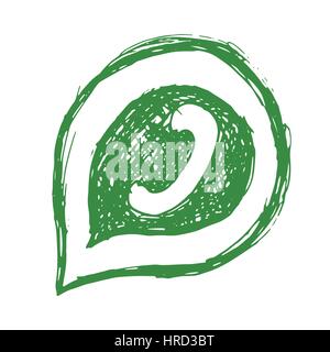 Green phone handset in speech bubble hand drawn icon, vector illustration isolated on white background Stock Vector