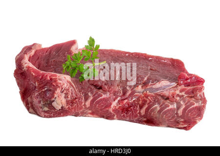 Fresh raw beef steak on white Stock Photo