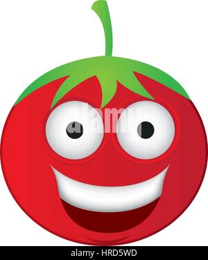 red kawaii happy tomato icon Stock Vector