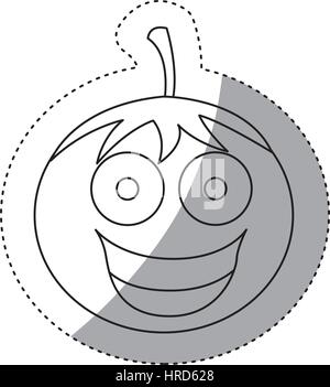 contour kawaii happy tomato icon Stock Vector