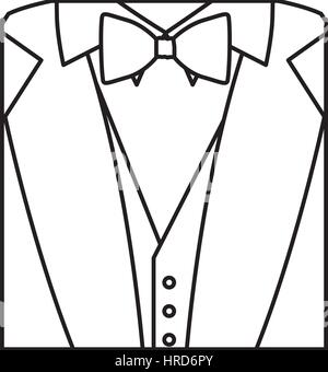 figure sticker suit with bow tie icon Stock Vector