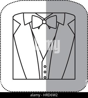 contour sticker suit with bow tie icon Stock Vector