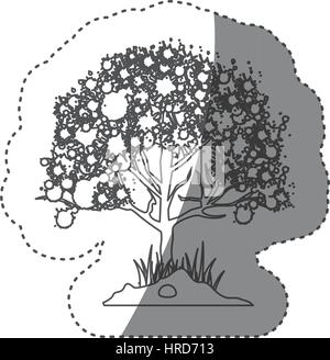 sticker silhouette leaf with ramification icon flat vector illustration ...