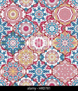 Vector ethnic colorful bohemian pattern in bright colors Stock Vector