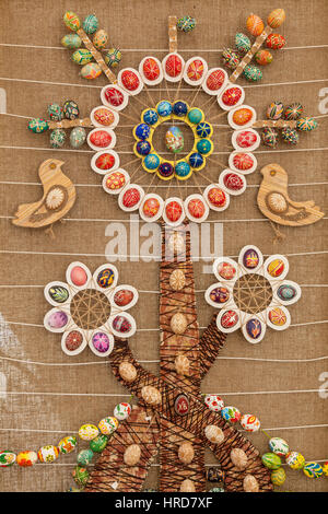 Kyiv, Ukraine, Sophia Square, 2 of May 2016.  Beautiful creative ornamental handmade with Easter Painting eggs. Stock Photo