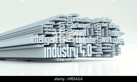 word cloud with terms about industry 4.0 (3d render) Stock Photo