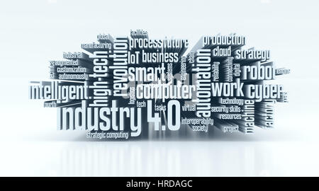 word cloud with terms about industry 4.0 (3d render) Stock Photo