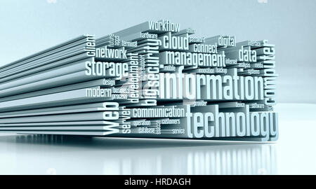 word cloud with terms about information technology (3d render) Stock Photo