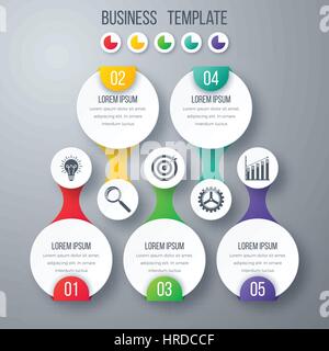 Infographics template five options with circle Stock Vector