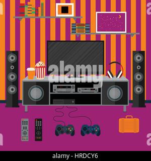 Vector illustration apartment with a home cinema Stock Vector