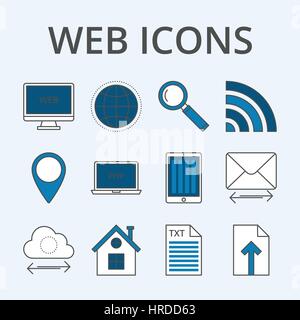 Vector illustration of a set linear icons Stock Vector
