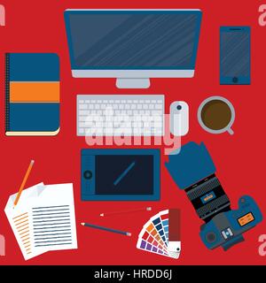 Vector illustration of a workplace designer Stock Vector