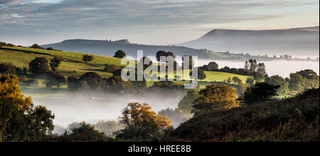 View above Talybont on Usk from Tor y Foel in the Brecon Beacons Stock Photo