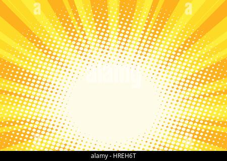 Yellow gold cartoon sunrise background. Comic book vintage pop art retro style illustration vector Stock Vector