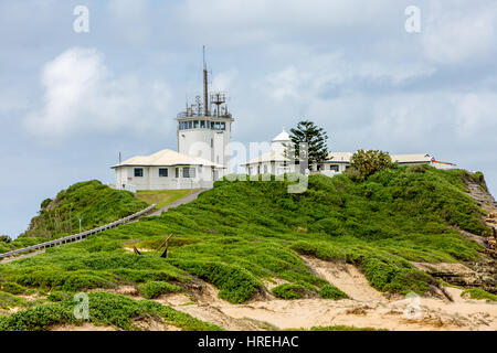 Nobbys Lighthouse at Nobbys Beach in Newcastle,new south wales,Australia Stock Photo