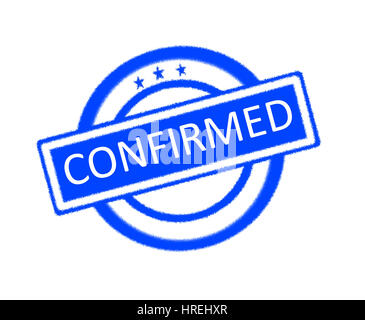 Illustration of confirmed word on blue rubber stamp Stock Photo