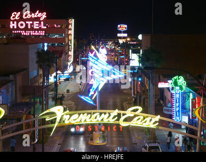 Editorial view of neon lights on East Fremont in Las Vegas Nevada. Stock Photo