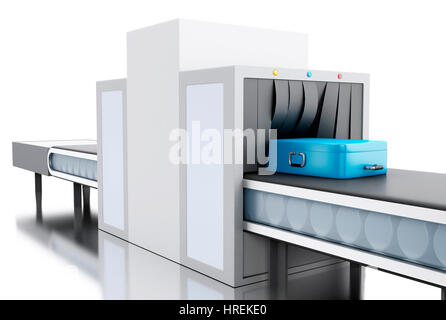 3d render illustration. Custom scanner at the airport. Security concept. Isolated white background. Stock Photo