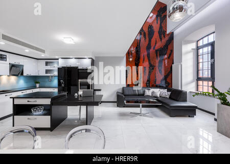 Creatively designed interior of urban apartment with beautiful mosaic Stock Photo