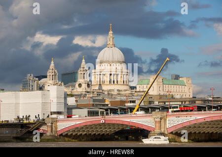 St Paul's Cathedral, London and Blackfriars Bridge Stock Photo