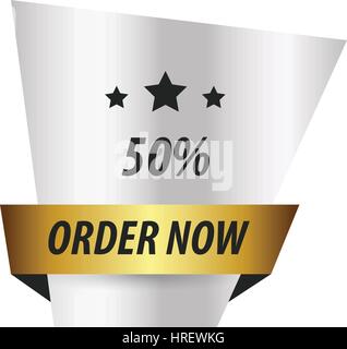Order Now Label Design  Gold, silver Stock Vector