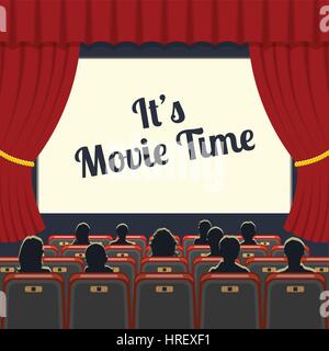 cinema auditorium with seats and audience Stock Vector