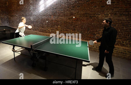 The Artwork of Douglas Gordon titled Ping Pong, which features in the Speak: Tania Bruguera, Douglas Gordon, Laure Prouvost, Cally Spooner exhibition at the Serpentine Gallery in London. Stock Photo