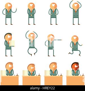 Set of flat human business icons Stock Vector