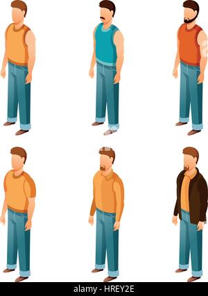 Set of isometric men icons Stock Vector