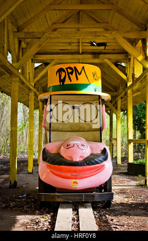 Disused ride car in the abandoned Spreepark in Berlin, Germany. Stock Photo