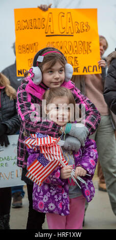 Birmingham, Michigan - People rally to save affordable health care. They were protesting Republicans' plan to repeal the Affordable Care Act. Stock Photo
