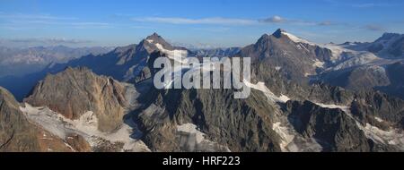 Mountains of the Swiss Alps in summer. View from mount Titlis. Stock Photo