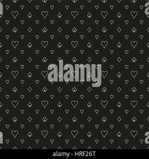 Seamless pattern. Stylish texture with cards colors. Regularly repeating geometrical elements, shapes, rhombuses, suits. Backdrop. Web. Vector element Stock Vector