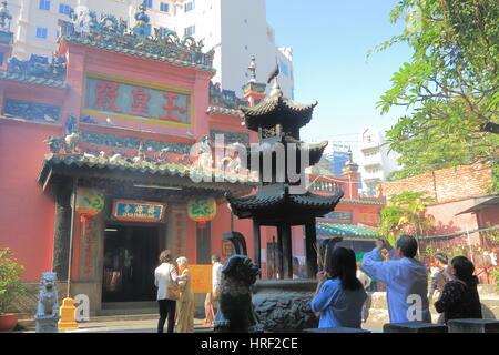 People visit Emperor Jade Temple in Ho Chi Minh City Vietnam. Emperor Jade Temple was built by the Chinese community in 1912 Stock Photo