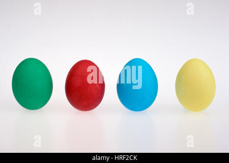 Four Easter eggs on a white background Stock Photo